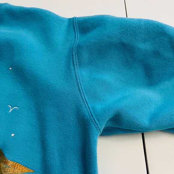 Quacker Factory Vintage Beach Chair Two Sided Sweatshirt Light Blue Size Small - Picture 11 of 12